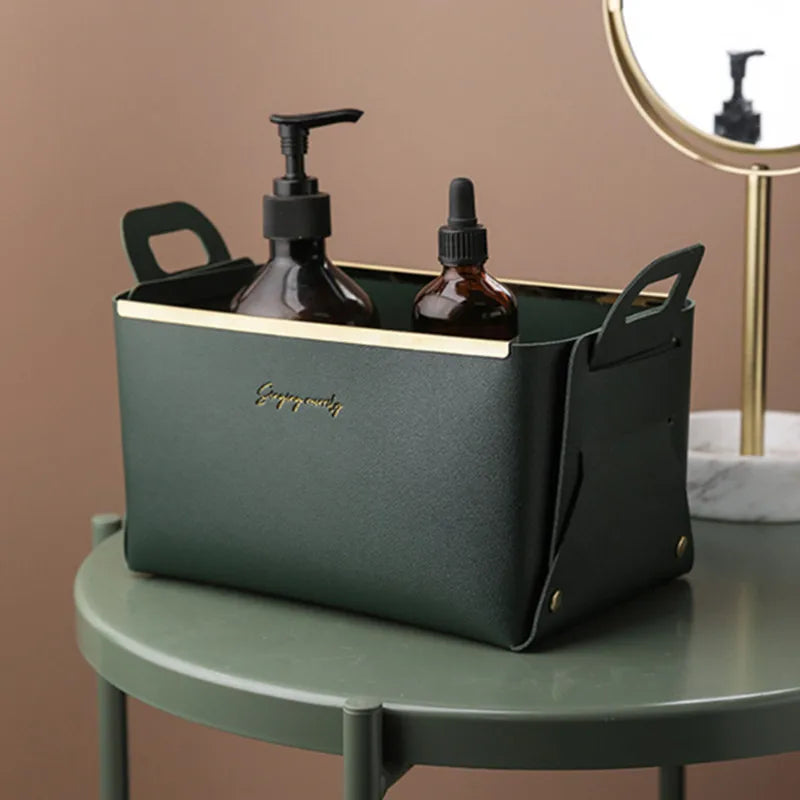 Faux Leather Storage Box with Handle “Eleganzia”