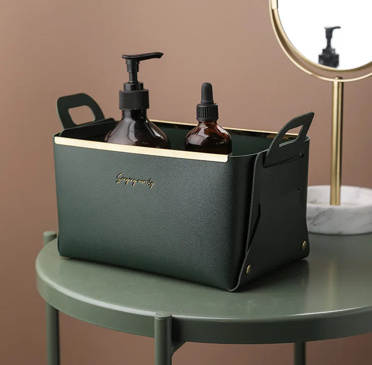 Faux Leather Storage Box with Handle “Eleganzia”