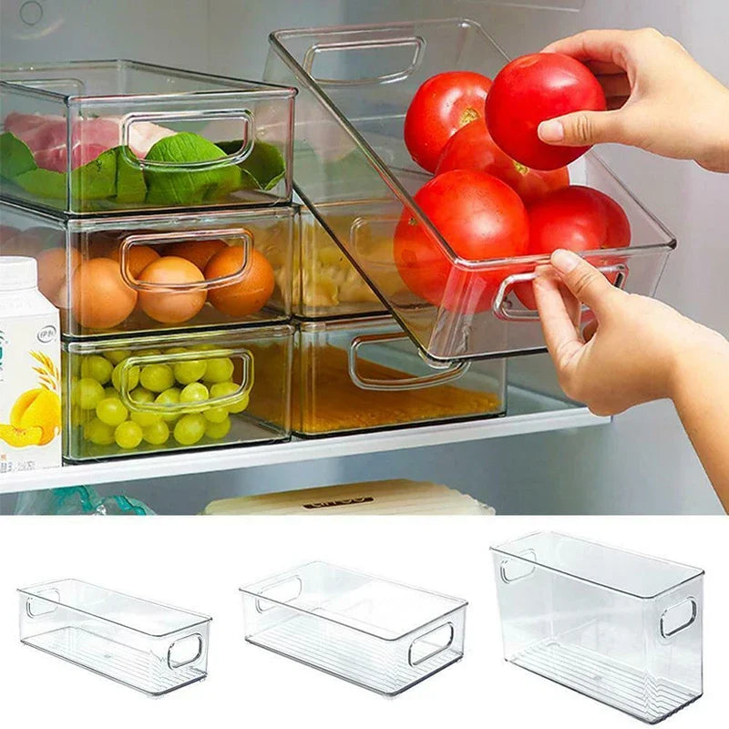 “ClearFridge” Stackable Refrigerator Storage Box