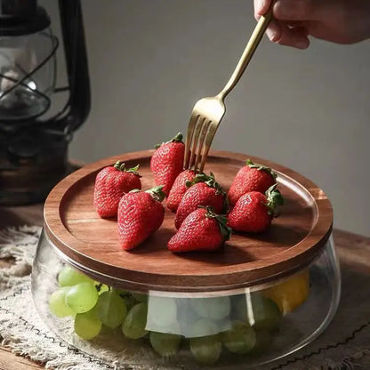 Bocaux de Rangement en Verre avec Couvercle en Bois “EcoGlass”