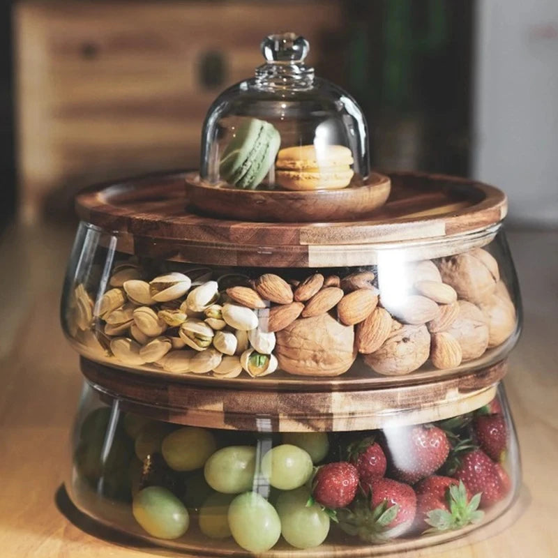 Bocaux de Rangement en Verre avec Couvercle en Bois “EcoGlass”