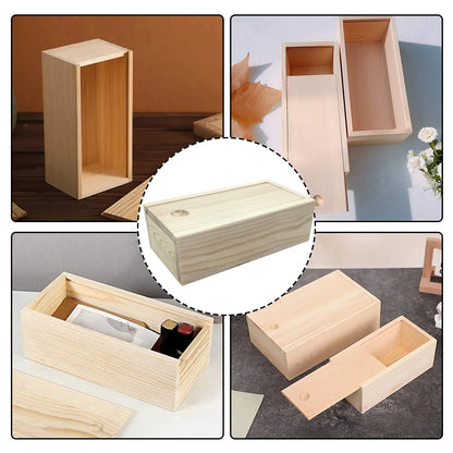 “NaturalCraft” Wooden Storage Box with Sliding Lid