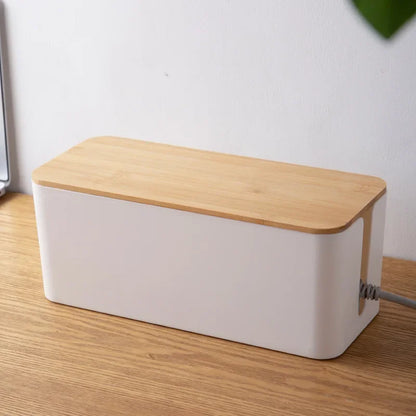 “ZenTech” Cable Management Box with Bamboo Lid