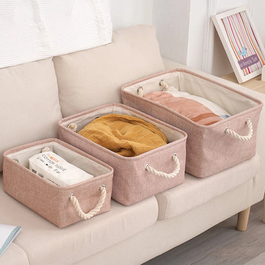 Panier de Rangement en Tissu Lin Pliable “LinoFold”