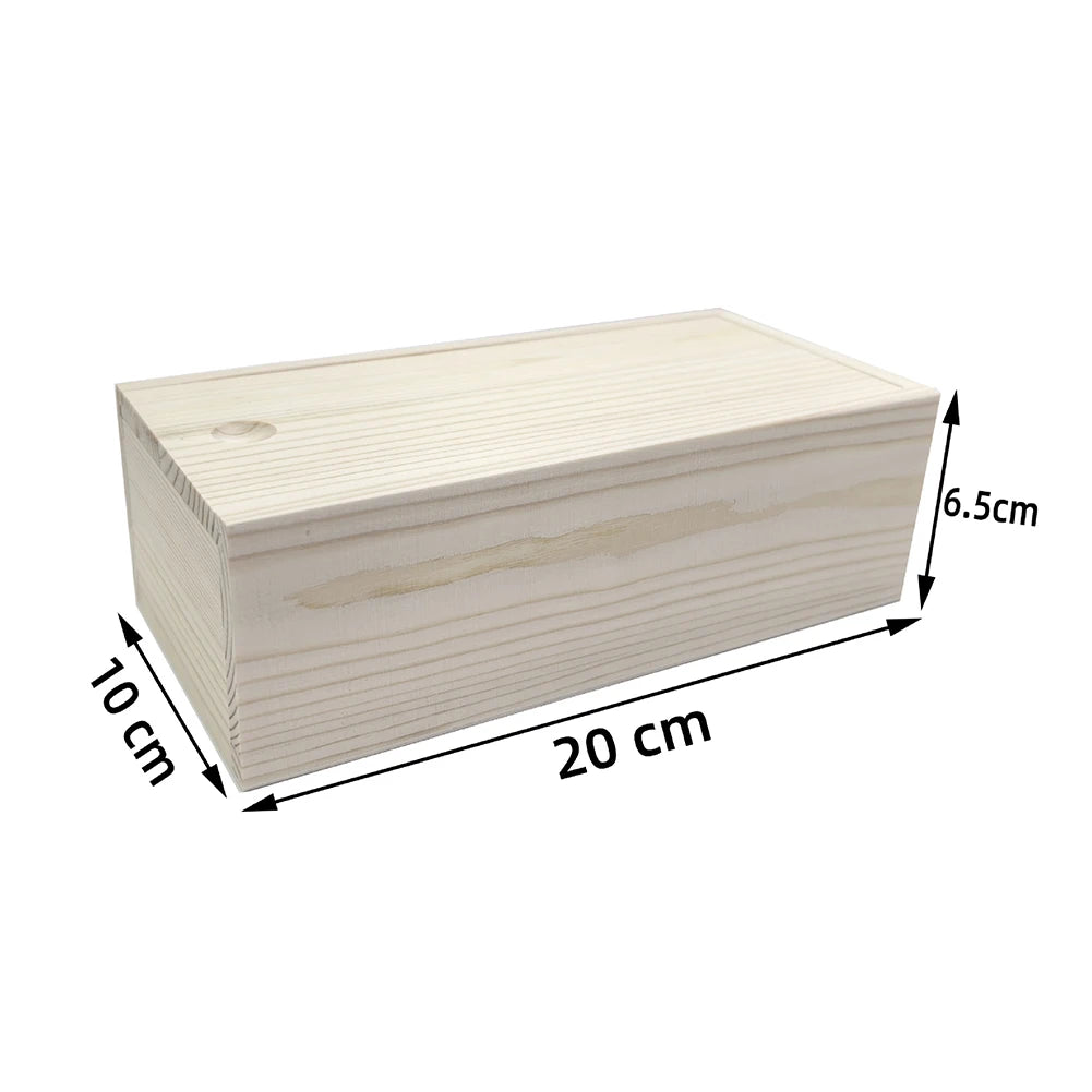 “NaturalCraft” Wooden Storage Box with Sliding Lid